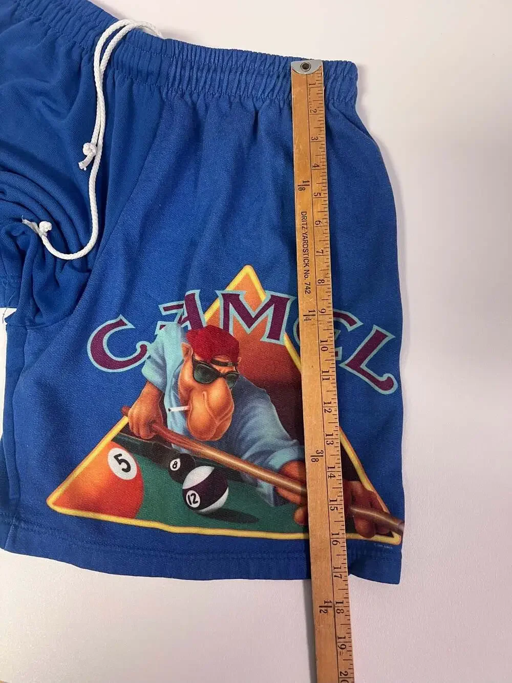 Vintage Joe Camel Cigarettes Billiards Pool Shorts Royal Blue small 0335
